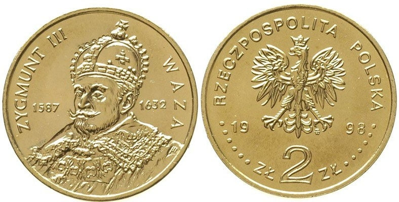 2 zł GN, Zygmunt III Waza (1587-1632), 1998, Z WORECZKA, PIĘKNY